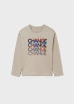 MAYORAL Chlapčenské tričko s dlhým rukávom nápis Change Long sleeve T-shirt boy krémové | Welcomebaby.sk