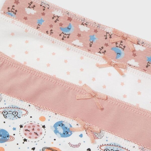 MAYORAL Dievčenské nohavičky bodkované a s obrázkami Pack of 4 knickers girl ružové | Welcomebaby.sk