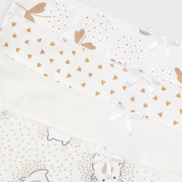MAYORAL Dievčenské nohavičky bodkované, s lístkami Pack of 4 knickers girl krémové | Welcomebaby.sk