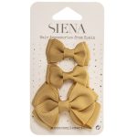 Elegantná mašľa do vlasov 3set Siena horčicová curry | Welcomebaby.sk