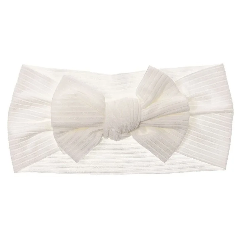 SIENA Rebrovaná čelenka s mašľou Baby headband with canalé knotted hairbow biela | Welcomebaby.sk