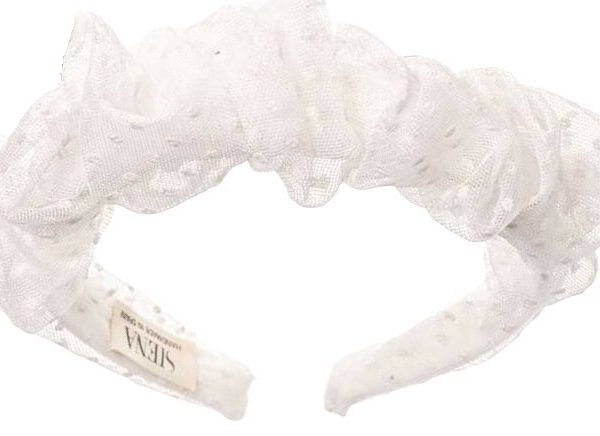 Tylová čelenka Diadema scrunchie tul topos biela | Welcomebaby.sk