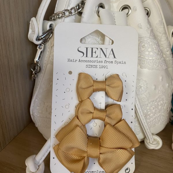 Elegantná mašľa do vlasov 3set Siena horčicová curry | Welcomebaby.sk