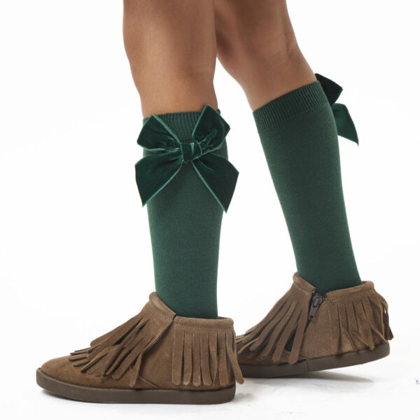 Podkolienky s velvet mašľou Cóndor tmavozelené pine | Welcomebaby.sk