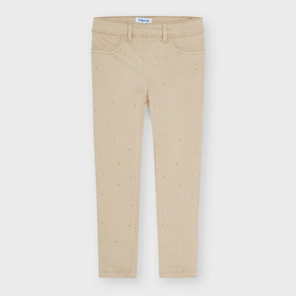 MAYORAL Dievčenské rifľové nohavice s kamienkami bez gombíka béžové | Welcomebaby.sk