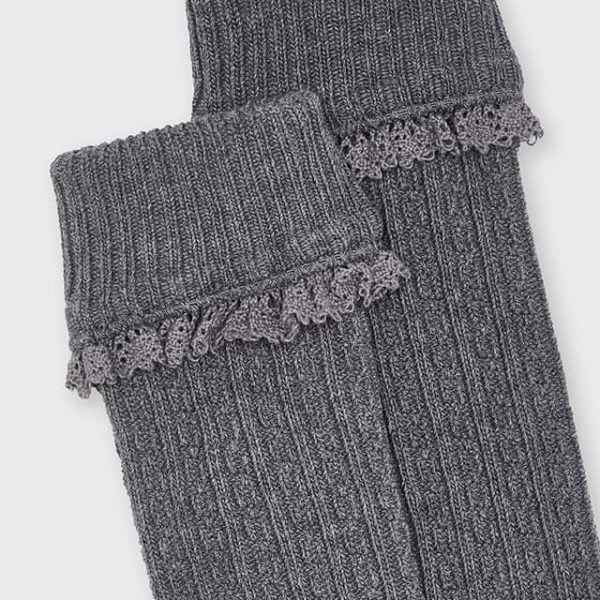 MAYORAL Vzorované pletené podkolienky s výšivkou sivé 10139 | Welcomebaby.sk