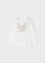 MAYORAL Dievčenské tričko s dlhým rukávom s potlačou motýľ a 3D kvety Long sleeve butterfly 4093 | Welcomebaby.sk