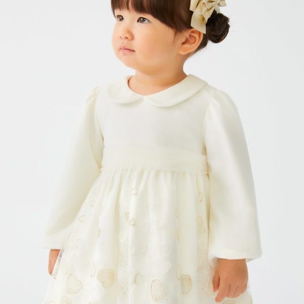 ABEL & LULA Sviatočné baby šaty s dlhým rukávom a so srdiečkami Combined dress krémové 5501