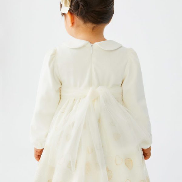 ABEL & LULA Sviatočné baby šaty s dlhým rukávom a so srdiečkami Combined dress krémové 5501 | Welcomebaby.sk
