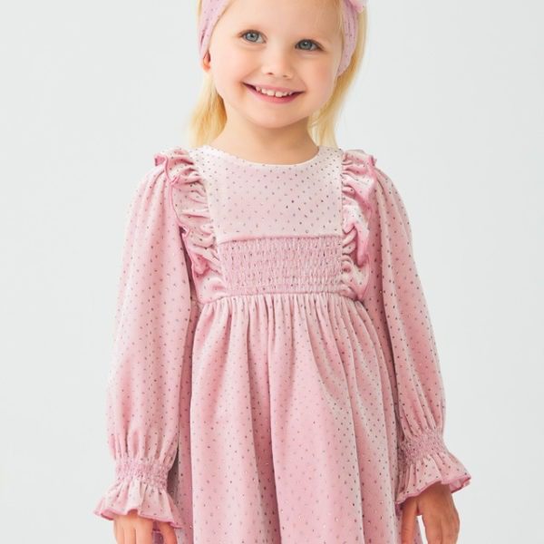 ABEL & LULA Kamienkové velvet šaty ružové Glitter velvet dress 5507 | Welcomebaby.sk