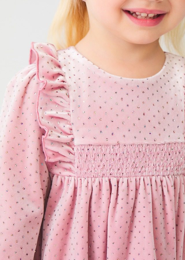 ABEL & LULA Kamienkové velvet šaty ružové Glitter velvet dress 5507 | Welcomebaby.sk
