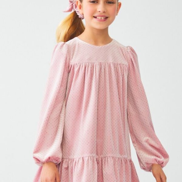 ABEL & LULA Kamienkové velvet šaty ružové Glitter velvet dress 5531003 | Welcomebaby.sk