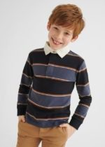 MAYORAL Chlapčenské pruhované polo tričko s dlhým rukávom Long sleeve polo boy tmavomodré | Welcomebaby.sk