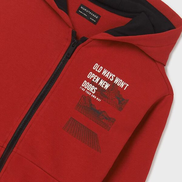 MAYORAL Chlapčenská mikina na zips s kapucňou Hoodie boy Goji berry červená 7465 | Welcomebaby.sk