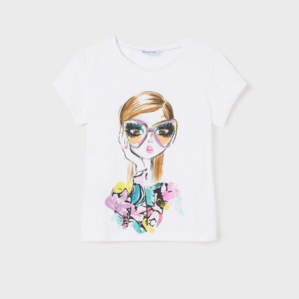 MAYORAL Tričko s krátkym dáma biele T-shirt girl 6037 | Welcomebaby.sk