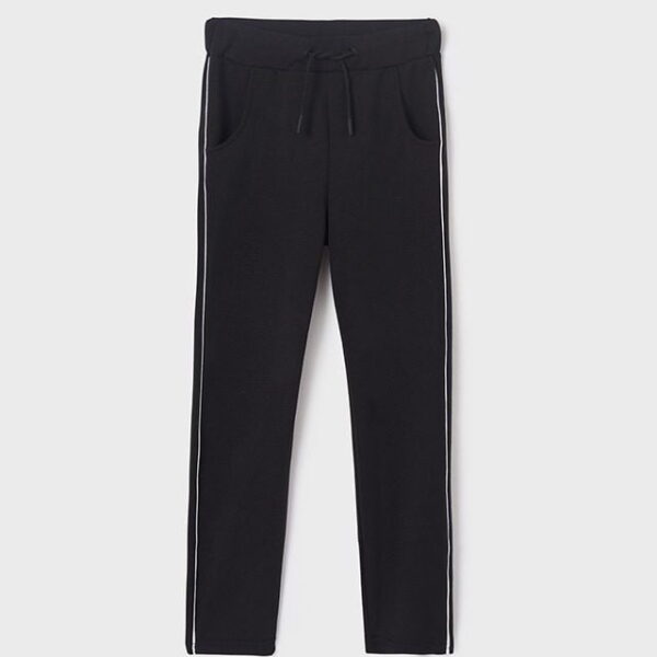 MAYORAL Dievčenské tepláky s bielym pásikom Long tracksuit trousers girl čierne | Welcomebaby.sk