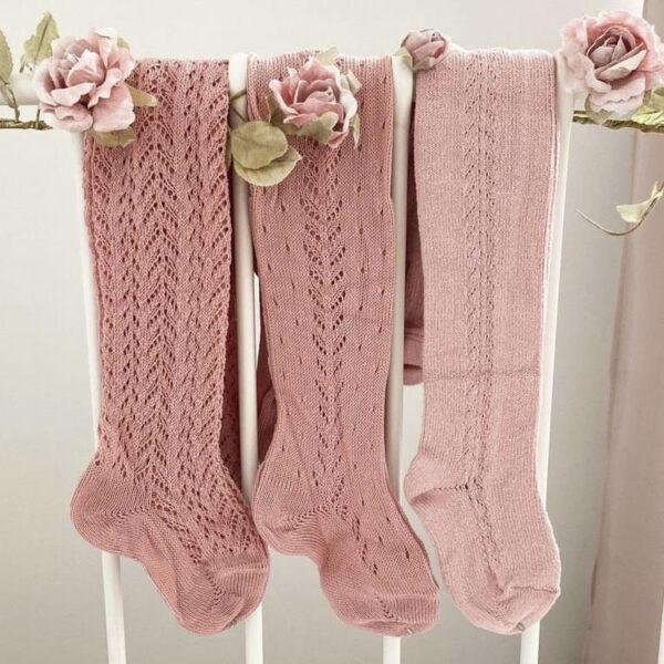 Pančuchy s bočným otvoreným vzorom Cóndor pale pink staroružové | Welcomebaby.sk