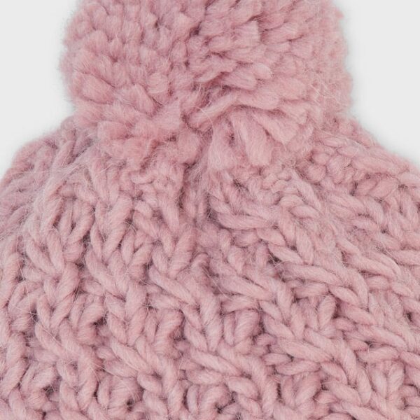 MAYORAL Dievčenská pletená čiapka s brmbolcom ružová Knitted hat pink 10160 | Welcomebaby.sk