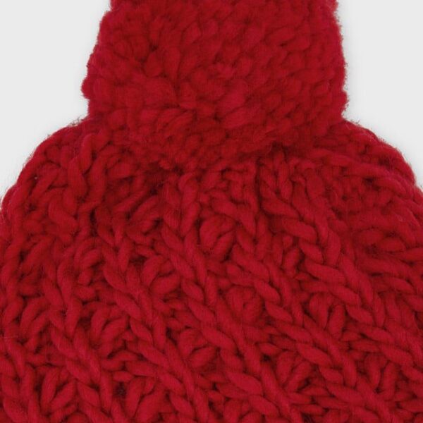 MAYORAL Dievčenská pletená čiapka s brmbolcom červená Knitted hat red 10160 | Welcomebaby.sk