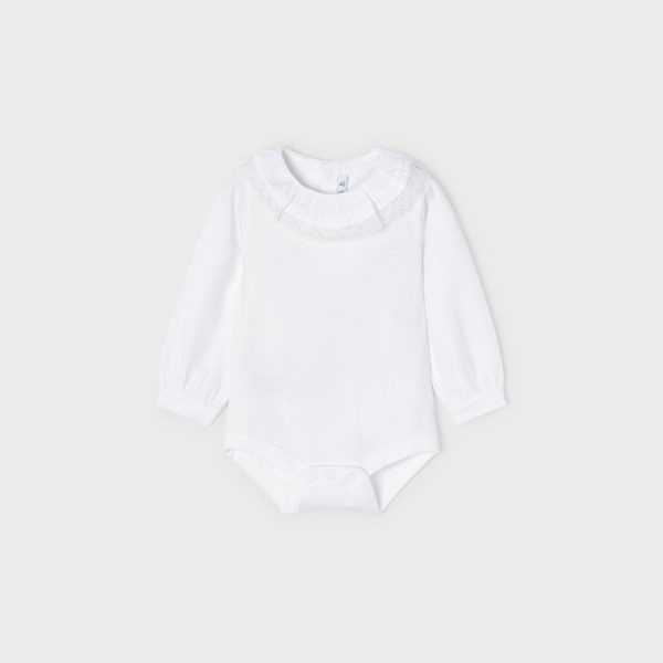 MAYORAL Dievčenské body s výšivkou biele Bodysuit baby girl white 125 | Welcomebaby.sk