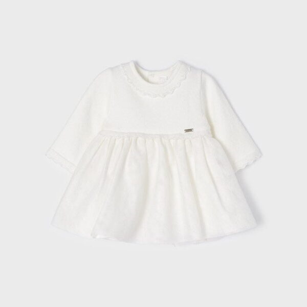 MAYORAL Slávnostné šaty pre bábätká krémové Ceremony dress baby crudo 2822 | Welcomebaby.sk