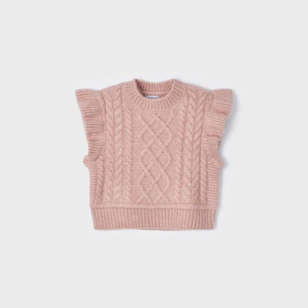 MAYORAL Pletená vesta s volánom ružová Knitted gilet girl pink 4313 | Welcomebaby.sk