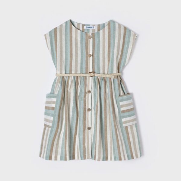 MAYORAL Pruhované šaty na gombíky pastelové jade 3929 Dress for girl | Welcomebaby.sk