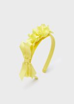 MAYORAL Čelenka s mašľou a tromi kvetmi žltá Flower bow hairband limon 10193 | Welcomebaby.sk
