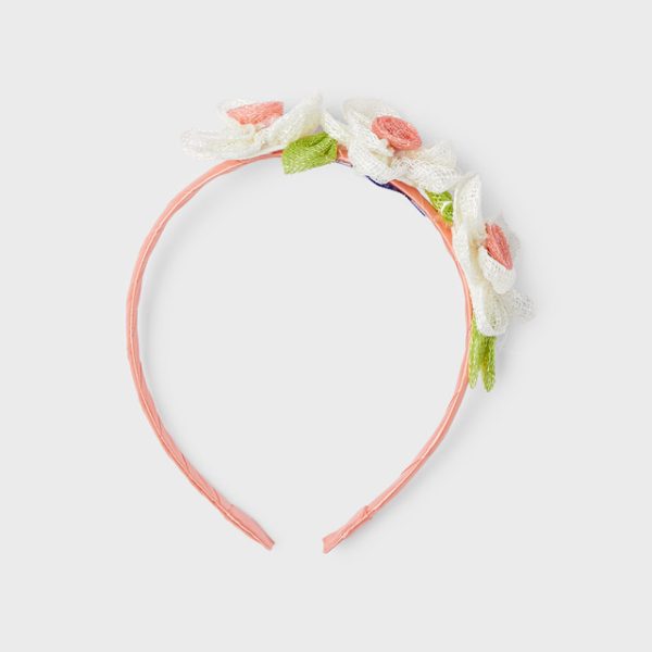 MAYORAL Kvetovaná čelenka korálová Flower hairband coral 10249 | Welcomebaby.sk