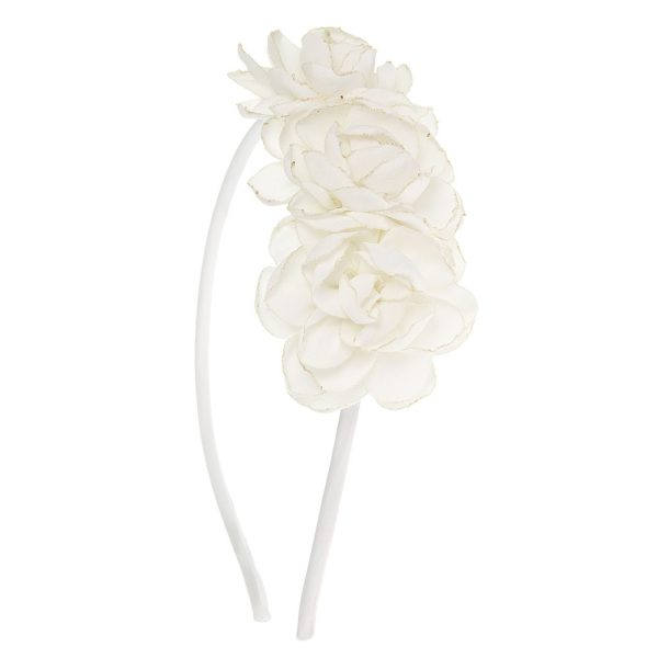SIENA Čelenka s kvetmi biela Hairband with three romantic flowers white | Welcomebaby.sk