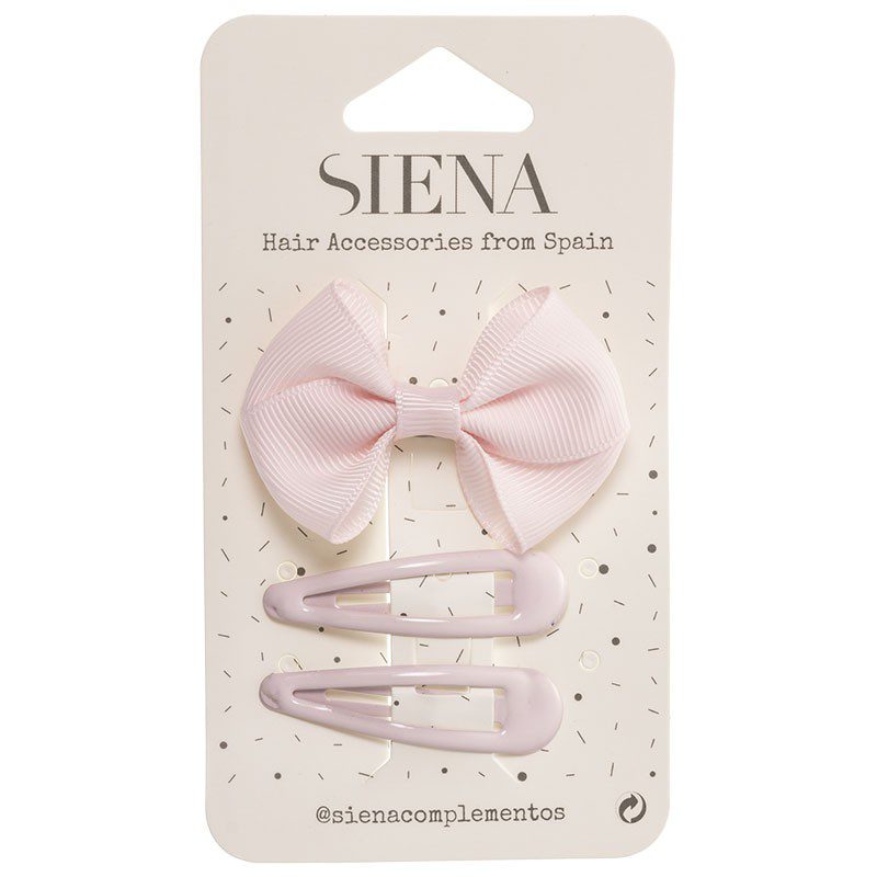 SIENA Mašlička s dvomi sponkami svetlá baby ružová Pack with 1 hair bow clip and 2 soft hair clips rosa pastelo claro | Welcomebaby.sk