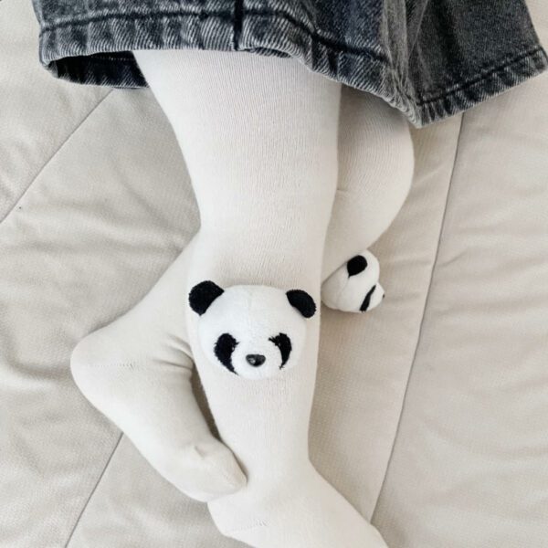 MEIA PATA Pančuchy krémové s pandou na boku 3D Tights With Panda Pearl 2083C | Welcomebaby.sk