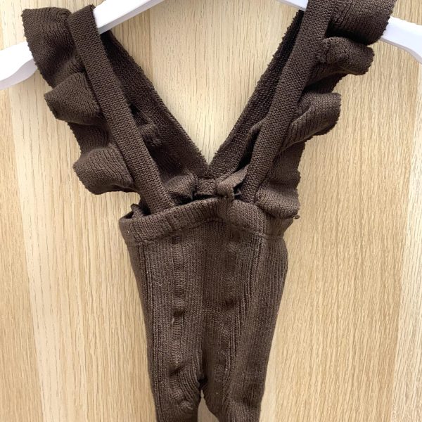 CÓNDOR Pančuchy s volánovými trakmi hnedé Flounced Suspender Cotton Leggings brown 2401 | Welcomebaby.sk