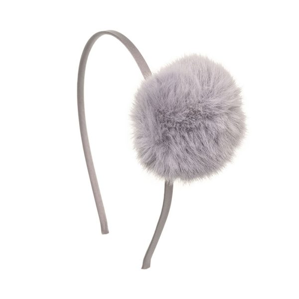 W BABY Čelenka sivá light grey s veľkým brmbolcom Headband Pom Pom Large | Welcomebaby.sk