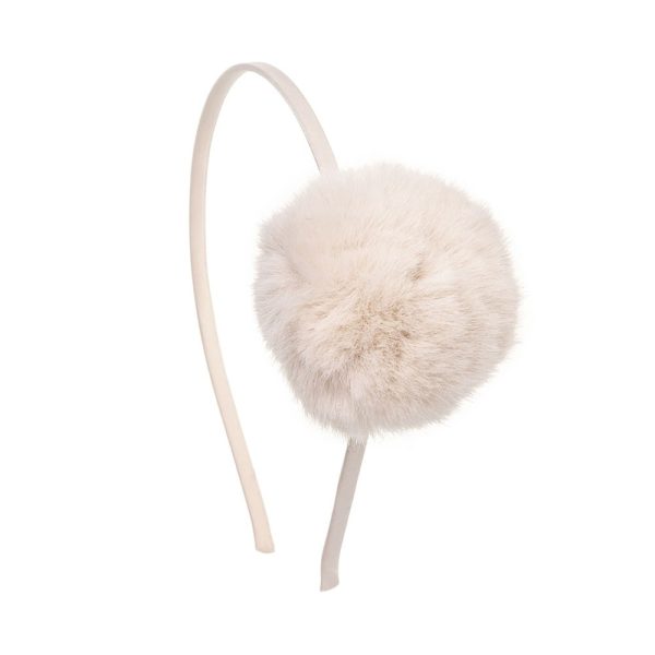 W BABY Čelenka krémová cream Pom Pom s veľkým brmbolcom Headband Pom Pom Large | Welcomebaby.sk