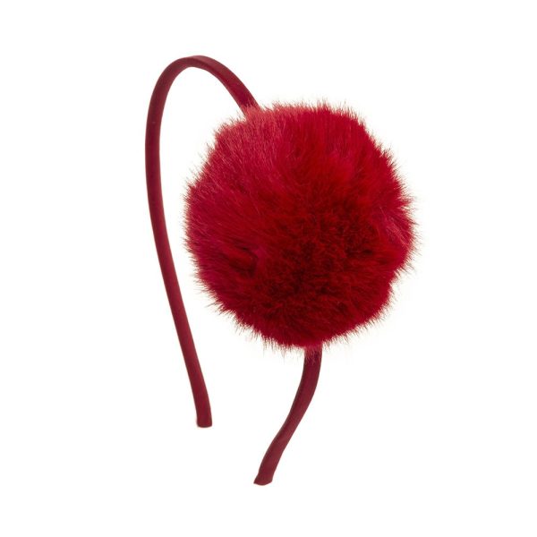 W BABY Čelenka ružová červená red s veľkým brmbolcom Headband Pom Pom Large | Welcomebaby.sk