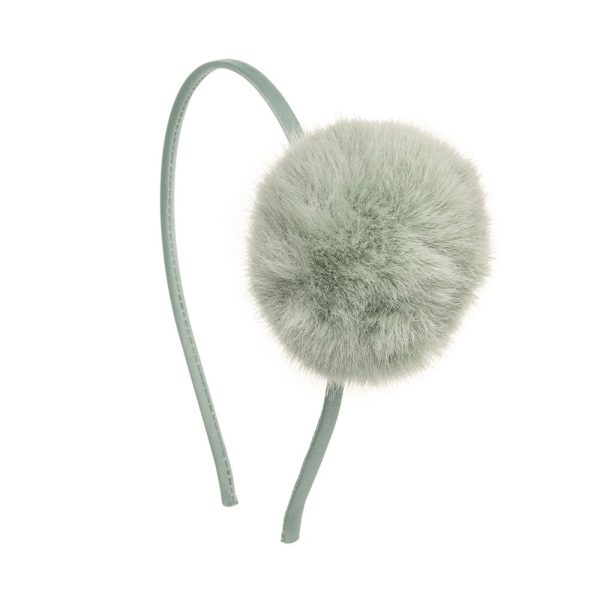 W BABY Čelenka zelená pastelová s veľkým brmbolcom Headband Pom Pom Large | Welcomebaby.sk