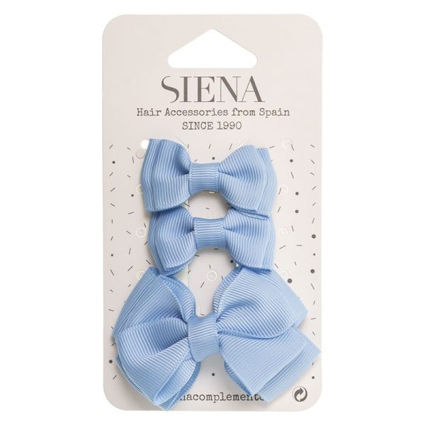 SIENA Elegantná mašľa modrá soft blue do vlasov 3set Siena Pack of three hairbows hair clips in two sizes | Welcomebaby.sk