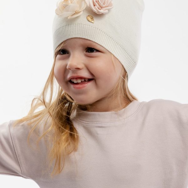 JAMIKS Čiapka béžová Matylda s kvetmi Spring Hat Flowers beige | Welcomebaby.sk