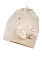 JAMIKS Čiapka béžová Matylda s kvetmi Spring Hat Flowers beige | Welcomebaby.sk