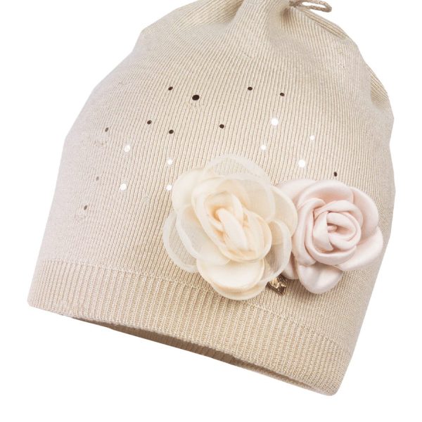 JAMIKS Čiapka béžová Matylda s kvetmi Spring Hat Flowers beige | Welcomebaby.sk