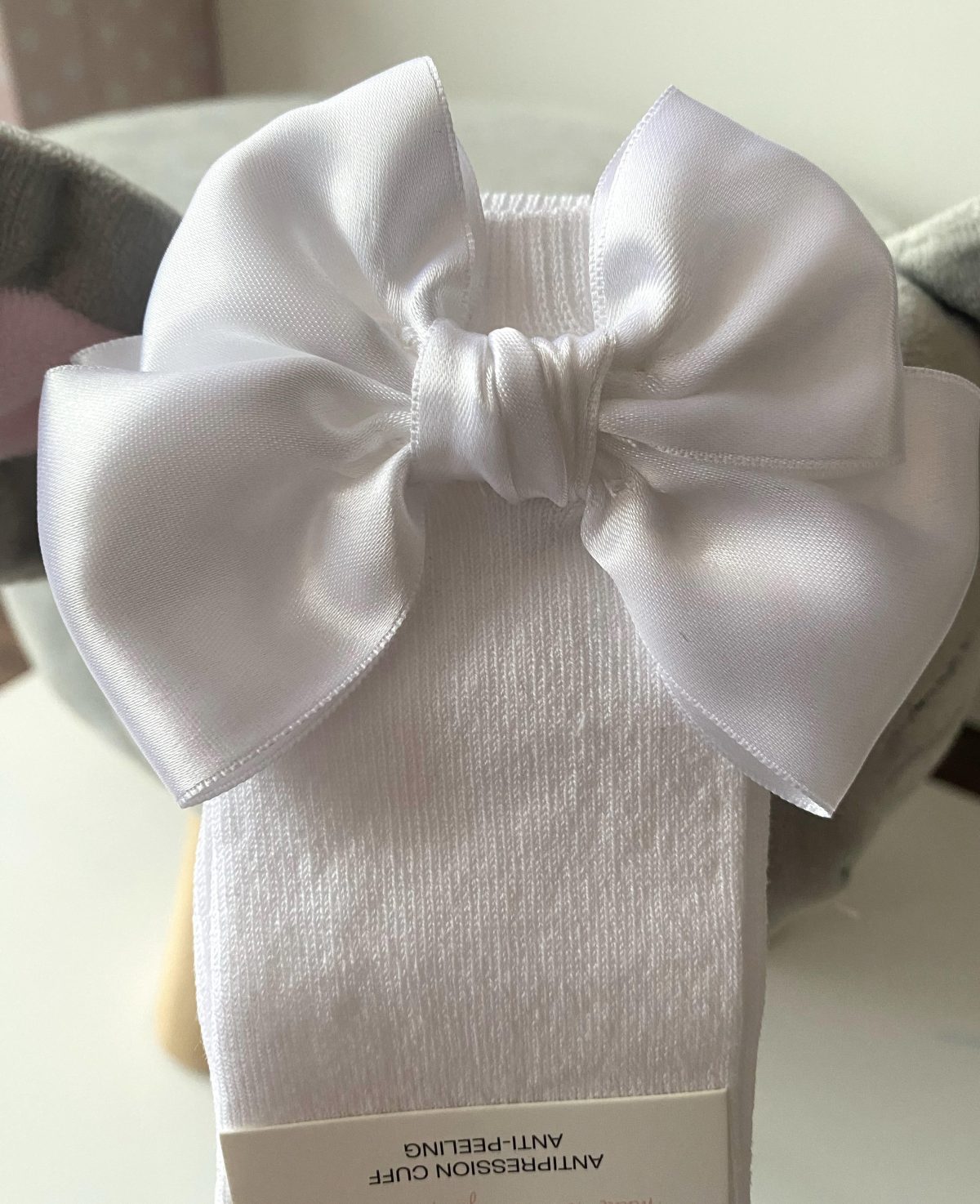 MEIA PATA Hladké podkolienky biele s dvojitou mašľou Kneesocks With Double Satin Bow white 1102M | Welcomebaby.sk