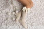 MEIA PATA MEIA PATA Hladké podkolienky maslové s dvojitou mašľou Kneesocks With Double Satin Bow Pearl 1102M | Welcomebaby.sk