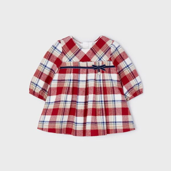 MAYORAL Kárované šaty červené Check Dress Newborn 2809 | Welcomebaby.sk
