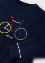 MAYORAL Sveter bicykel modrý Intarsia Bike Jumper navy blue 4386 | Welcomebaby.sk