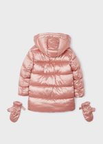 MAYORAL Dlhá bunda s rukavicami ružová Padded Jacket With Mittens 4490 | Welcomebaby.sk