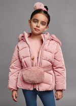 MAYORAL Krátka bunda ružová s kožušinovou kabelkou Padded Jacket With Bum Bag 4492 | Welcomebaby.sk