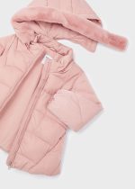 MAYORAL Krátka bunda ružová s kožušinovou kabelkou Padded Jacket With Bum Bag 4492 | Welcomebaby.sk