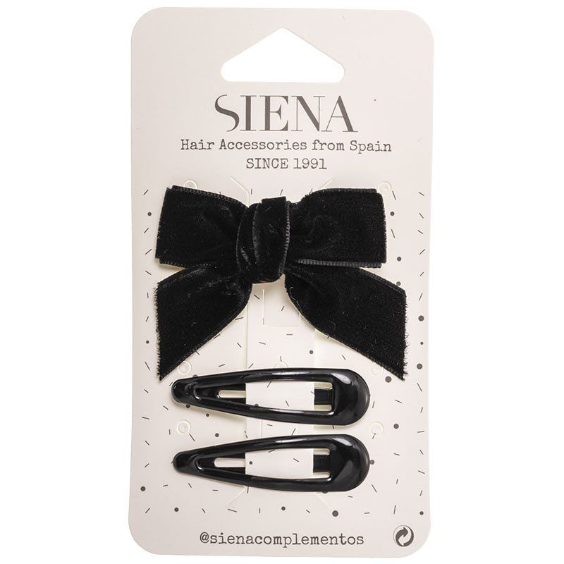 SIENA Velvet mašľa čierna s dvomi sponkami Velvet Hair Bow with hairclip black | Welcomebaby.sk