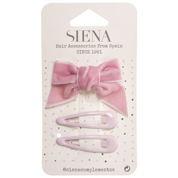 SIENA Velvet mašľa ružová s dvomi sponkami Velvet Hair Bow with hairclip light pink | Welcomebaby.sk